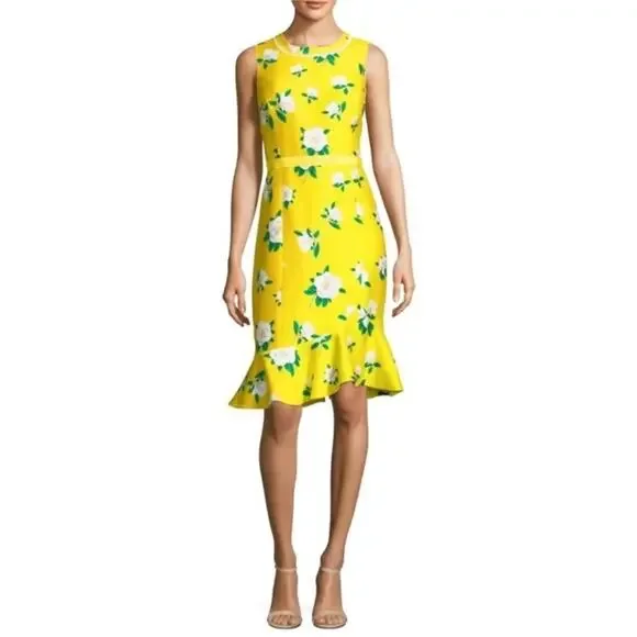 DRAPER JAMES Magnolia Ruffle Dress Silk Cotton Blend Yellow - Picture 3 of 6